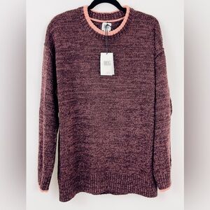 Men’s BDG Urban Outfitters Heather Burgundy Crew Neck Loose Sweater Rose…